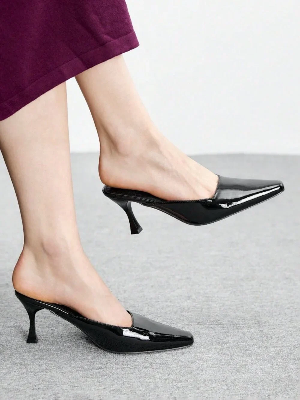Black Casual Women's Plain Stiletto Heel Court Pumps